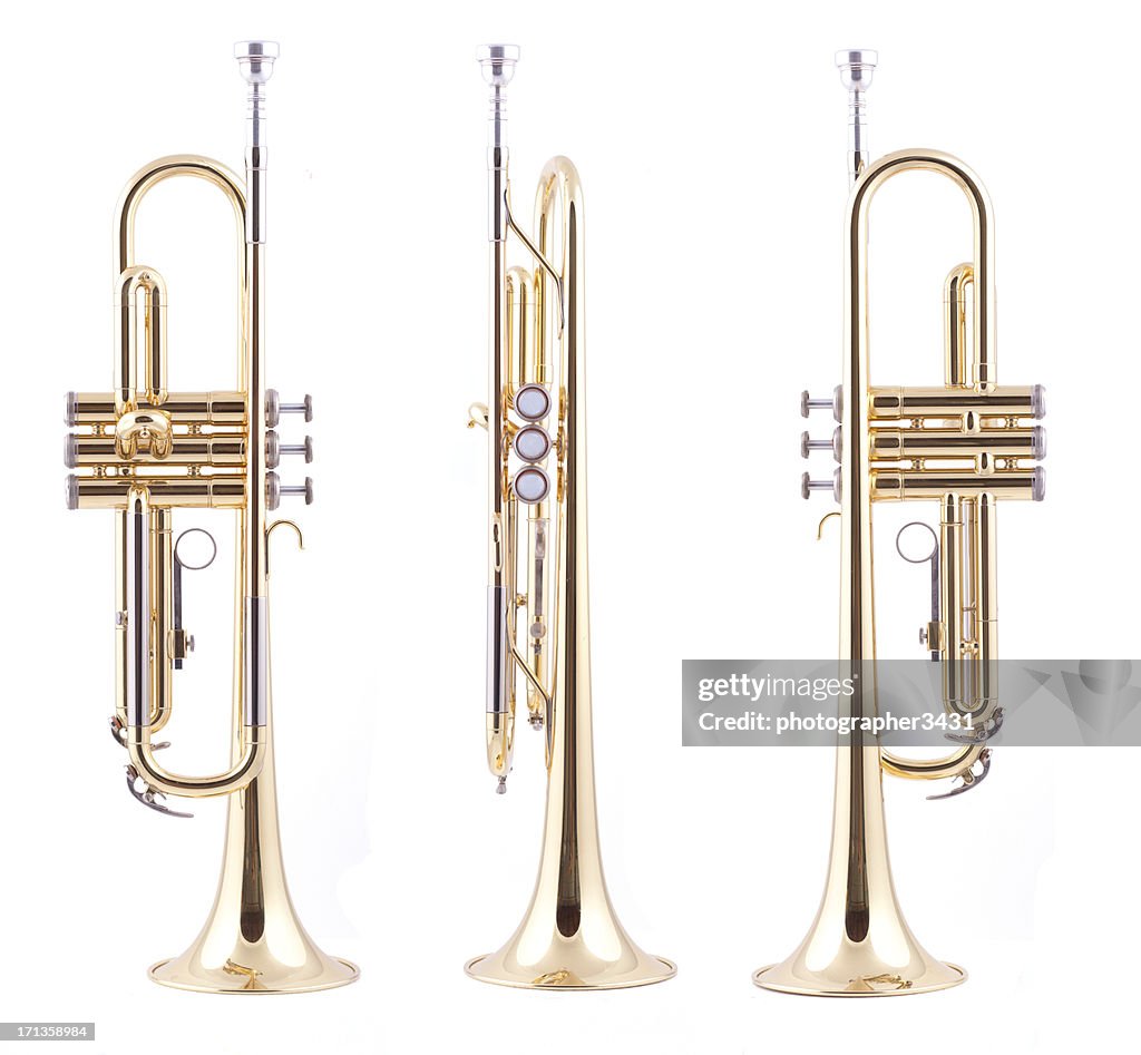 Orthographic views of a trumpet