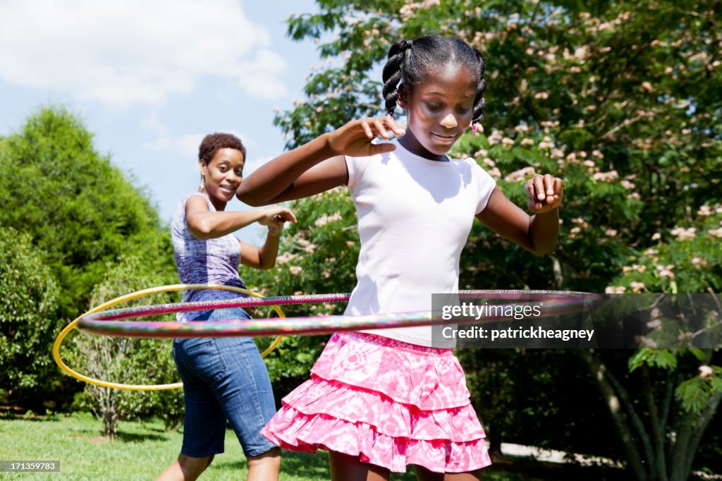 Mother and Daughter Hula Hooping