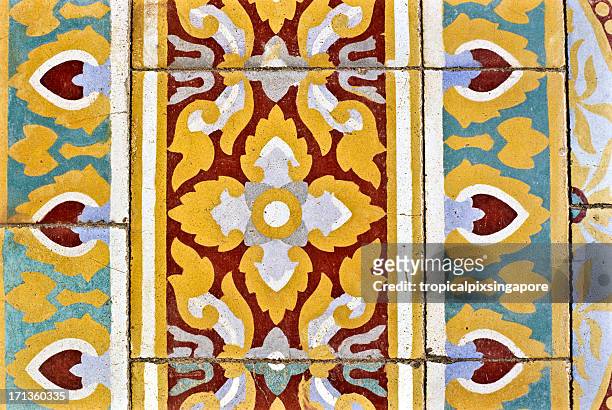 cambodia, phnom penh, royal palace, floor tiles. - cambodia pattern stock pictures, royalty-free photos & images