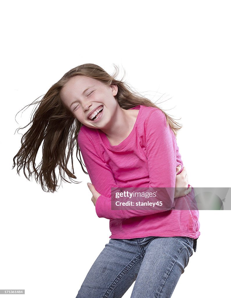 Beautiful young girl overjoyed with laughter