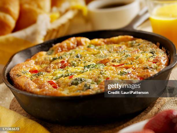 cheese and broccoli frittata - frittata stock pictures, royalty-free photos & images