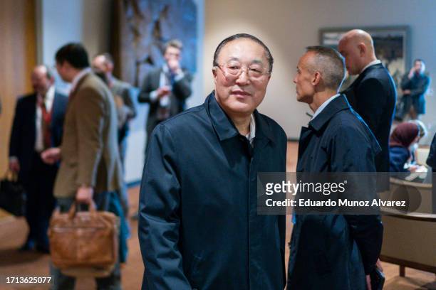 Zhang Jun, Permanent Representative of China to the U.N. Exits the room after taking part in the United Nations Security Council on October 8, 2023...