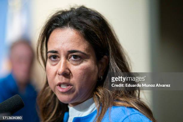 Ambassador Lana Zaki Nusseibeh, Permanent Representative of the United Arab Emirates to the United Nations exits the room after taking part in the...