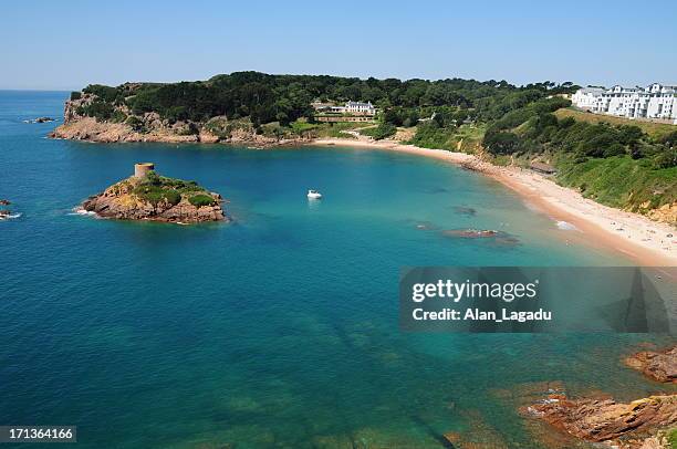 portelet bay, jersey. - channel islands england stock pictures, royalty-free photos & images