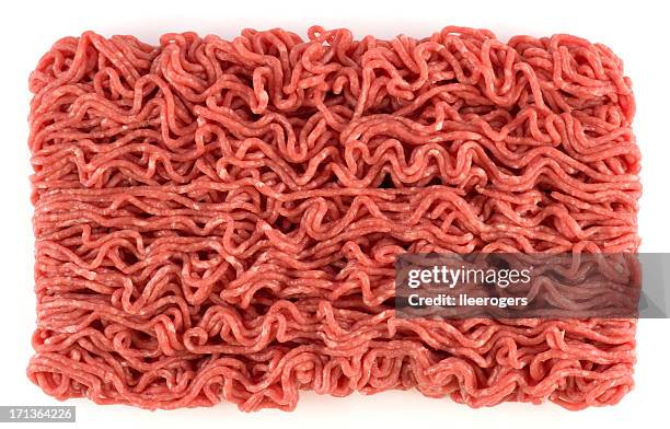 ground beef isolated on a white background - pared stock pictures, royalty-free photos & images