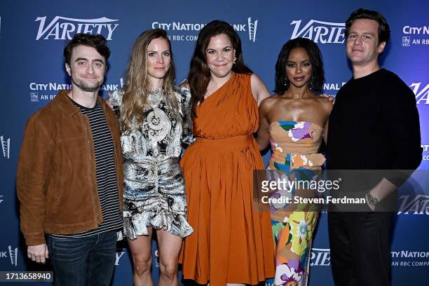Daniel Radcliffe, Katie Rose Clarke, Lindsay Mendez, Krystal Joy Brown and Jonathan Groff attend Variety's The Business of Broadway Breakfast...