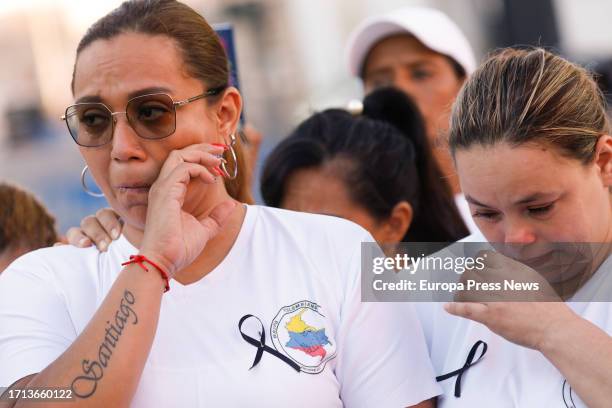 Relatives and friends of the victims at the tribute to the victims of the Nicaraguan and Colombian community, on 02 October, 2023 in Murcia, Region...