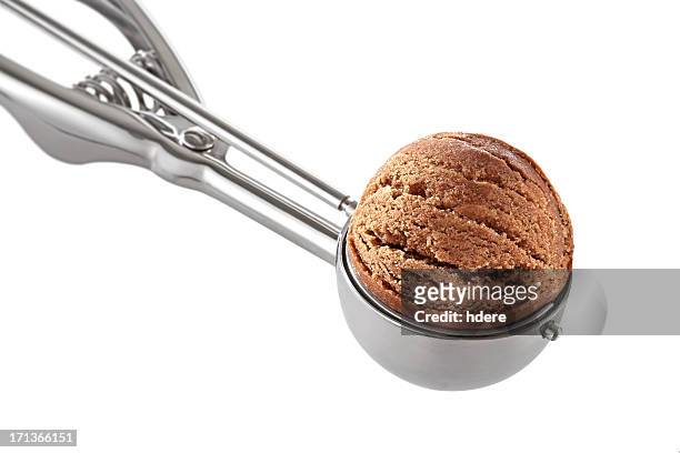 chocolate ice cream - serving scoop stock pictures, royalty-free photos & images