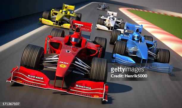 formel 1 racing cars - car racing stock-fotos und bilder