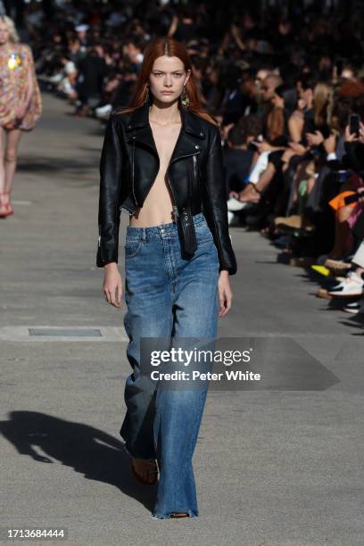 Model walks the runway during the Stella McCartney Womenswear Spring/Summer 2024 show as part of Paris Fashion Week on October 02, 2023 in Paris,...