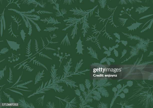 seamless green christmas plants wallpaper background - spruce tree stock illustrations