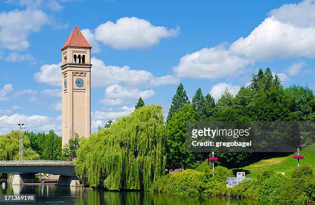 clock tower at riverfront park in spokane, wa - washington state stock pictures, royalty-free photos & images