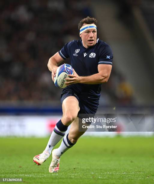 Scotland player Hamish Watson in action during the Rugby World Cup France 2023 match between Scotland and Romania at Stade Pierre Mauroy on September...