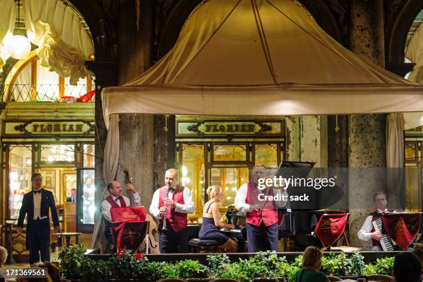 musical evening at caffe florian in venice, st. mark´s square - cafe florian stock pictures, royalty-free photos & images