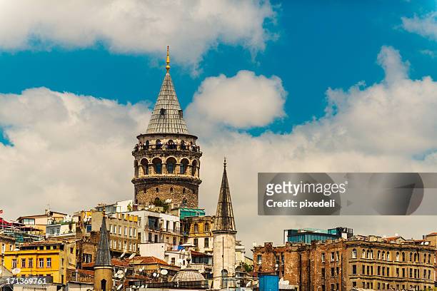 galata tower in istanbul - galata tower stockfoto's en -beelden
