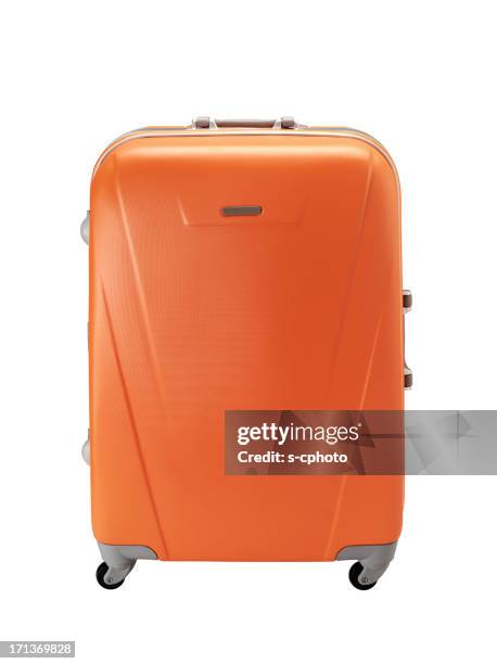 koffer (klicken sie hier, um weitere informationen - orange handtasche stock-fotos und bilder