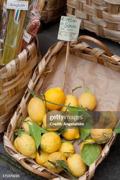 lemon basket - amalfi stock pictures, royalty-free photos & images
