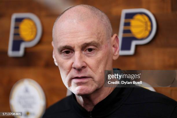 Head coach Rick Carlisle of the Indiana Pacers speaks to the media during Indiana Pacers Media Day at the Ascension St Vincent Center on October 02,...