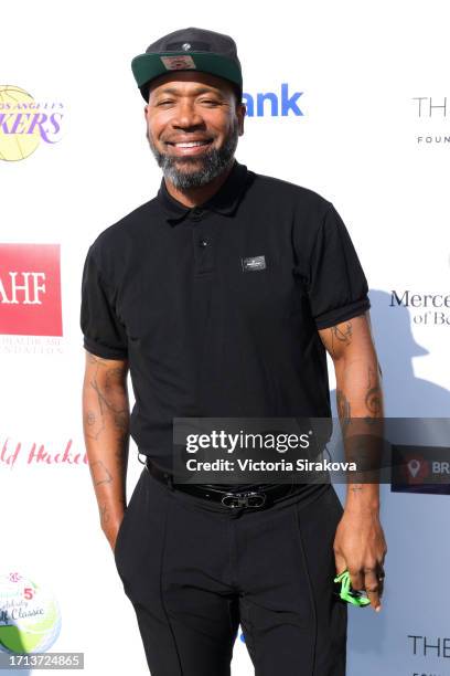 Columbus Short attends the 5th Annual Kiki Shepard Celebrity Golf classic hosted by Byron Scott at Porter Valley Country Club on October 02, 2023 in...