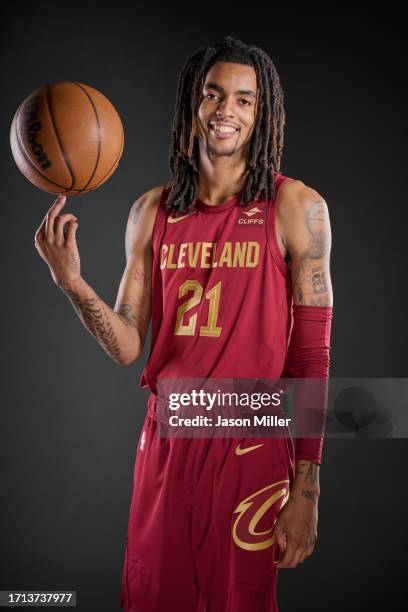 Emoni Bates of the Cleveland Cavaliers poses during media day at Rocket Mortgage Fieldhouse on October 02, 2023 in Cleveland, Ohio. NOTE TO USER:...