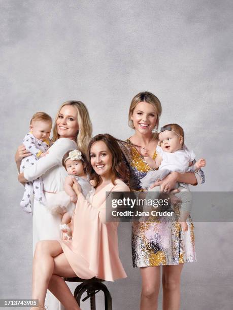 Personalities Emily Maynard Johnson with Gibson, Ashley Rosenbaum with Essex and Ali Fedotowsky-Manno with Molly are photographed for People Magazine...