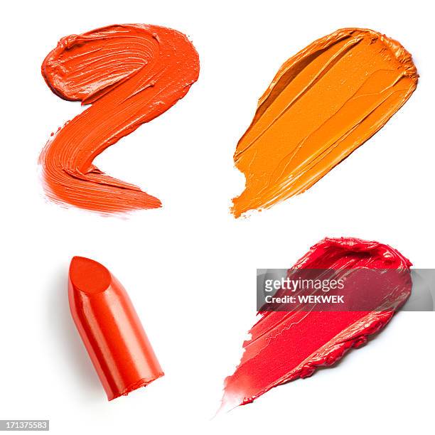 red and pink lipstick smears - lipstick stock pictures, royalty-free photos & images
