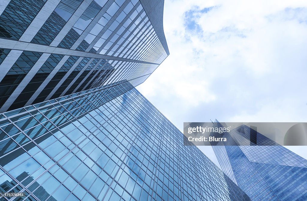 Light blue tint on skyscrapers.