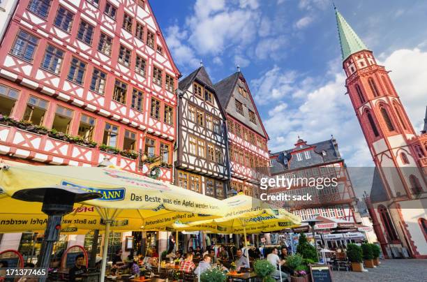 wine restaurant at the römer frankfurt - ostzeile stock pictures, royalty-free photos & images