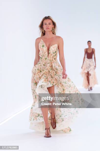 Model walks the runway during the Zimmermann Womenswear Spring/Summer 2024 show as part of Paris Fashion Week on October 02, 2023 in Paris, France.