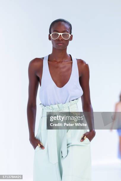 Model walks the runway during the Zimmermann Womenswear Spring/Summer 2024 show as part of Paris Fashion Week on October 02, 2023 in Paris, France.