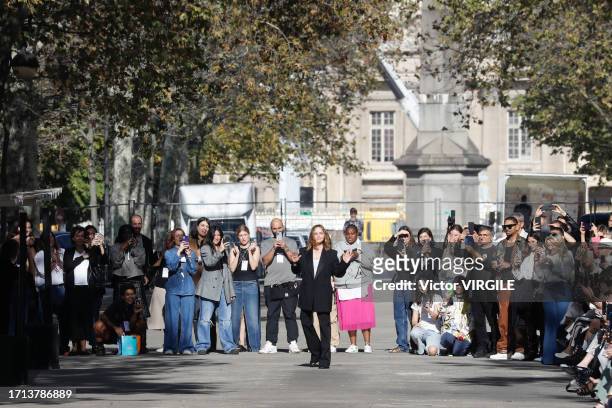 Fashion designer Stella McCartney walks the runway during the Stella McCartney Ready to Wear Spring/Summer 2024 fashion show as part of the Paris...