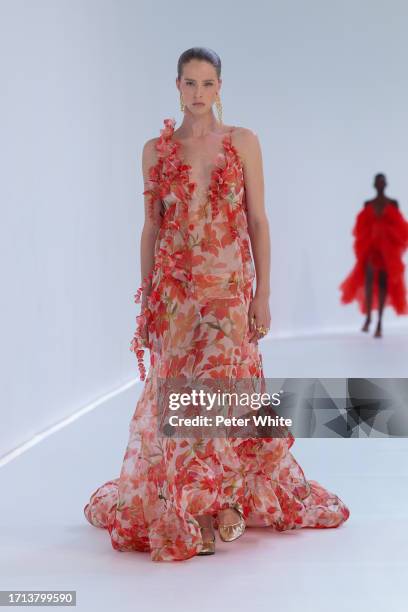 Model walks the runway during the Zimmermann Womenswear Spring/Summer 2024 show as part of Paris Fashion Week on October 02, 2023 in Paris, France.