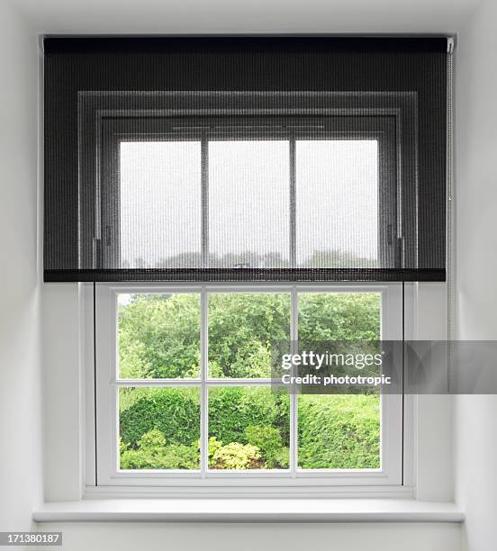 attic window and blinds - window blinds stock pictures, royalty-free photos & images