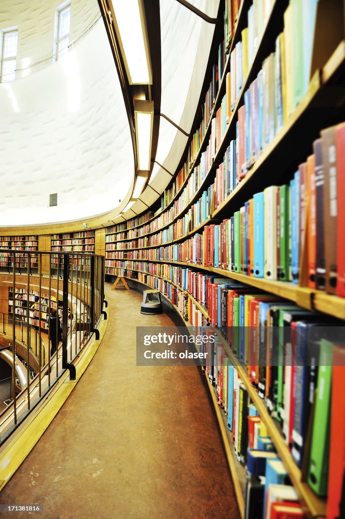 Biblioteca estanter�ía de libros, perspectiva en disminución