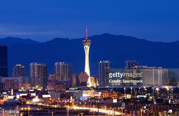 the beautiful city of las vegas at dusk - las vegas stock pictures, royalty-free photos & images