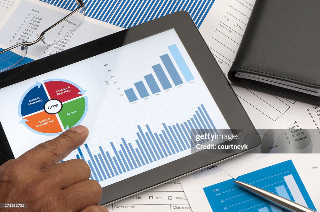 Customer Relationship Management business-Diagramm auf die digitale Tisch