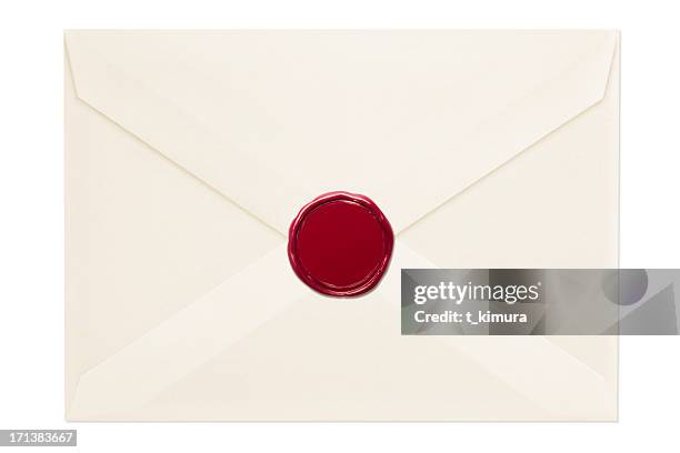 envelope with wax seal - seal cut out stock pictures, royalty-free photos & images