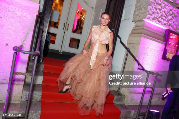 October 2023, Berlin: Actress Harriet Herbig-Matten celebrates at the presentation of the "First Steps" award for young filmmakers. The award honors...