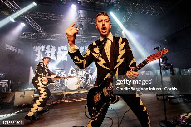 Johan Gustafsson and Nicholaus Arson of The Hives perform at Magazzini Generali on September 17, 2023 in Milan, Italy.