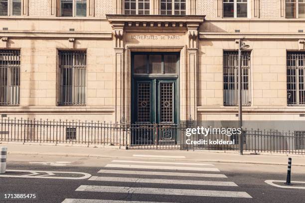 sorbonne university building entrance. paris, france. - university of paris stock pictures, royalty-free photos & images