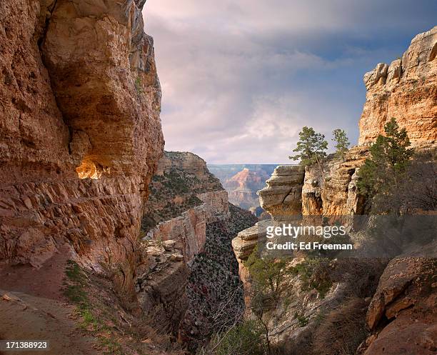 grand canyon national park, bright angel trail - grand canyon - fotografias e filmes do acervo