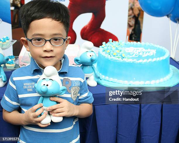 In this handout image provided by Sony Pictures Entertainment, a general view of atmosphere at Global Smurfs Day 2013 celebration at SM Mall of Asia...