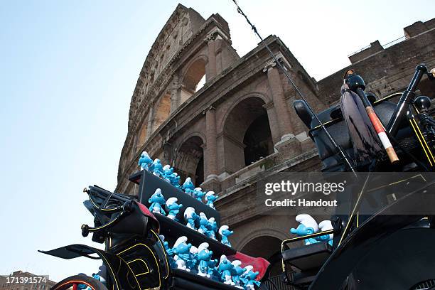 In this handout image provided by Sony Pictures Entertainment, a general view of atmosphere at Global Smurfs Day 2013 celebration on June 22, 2013 in...