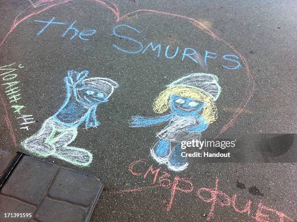 In this handout image provided by Sony Pictures Entertainment, a general view during Global Smurfs Day 2013 celebration in City Garden on June 22,...