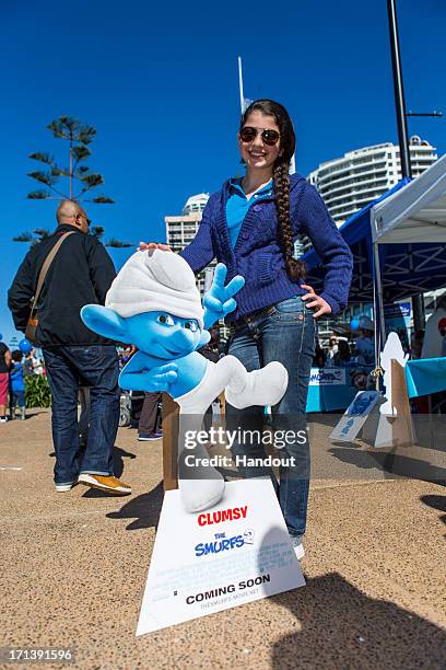 In this handout image provided by Sony Pictures Entertainment, A general view of Global Smurfs Day 2013 celebration "Smurfers Paradise" in Surfers...