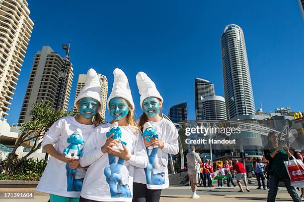 In this handout image provided by Sony Pictures Entertainment, A general view of Global Smurfs Day 2013 celebration "Smurfers Paradise" in Surfers...