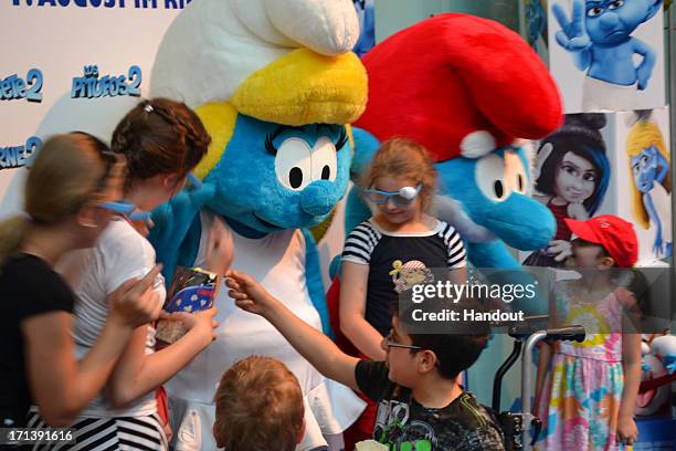 In this handout image provided by Sony Pictures Entertainment, a general view during Global Smurfs Day 2013 celebration on June 22, 2013 in Austria.