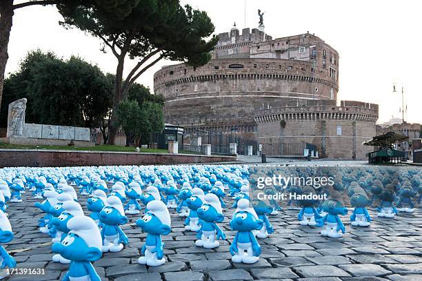 In this handout image provided by Sony Pictures Entertainment, a general view of atmosphere at Global Smurfs Day 2013 celebration on June 22, 2013 in...