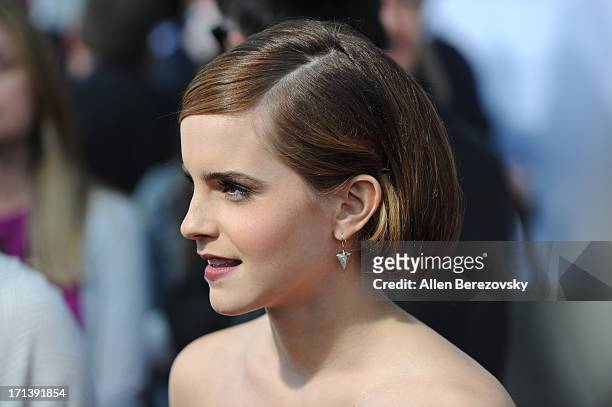Actress Emma Watson attends the premiere of Columbia Pictures' "This Is The End" at Regency Village Theatre on June 3, 2013 in Westwood, California.