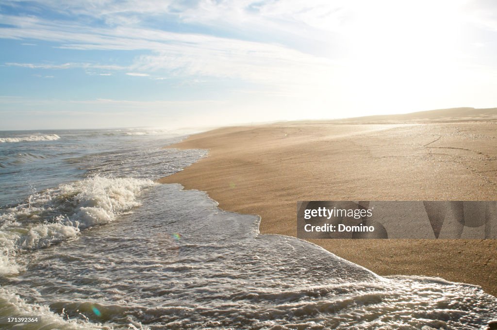 Waves washing up on beach, Uruguay